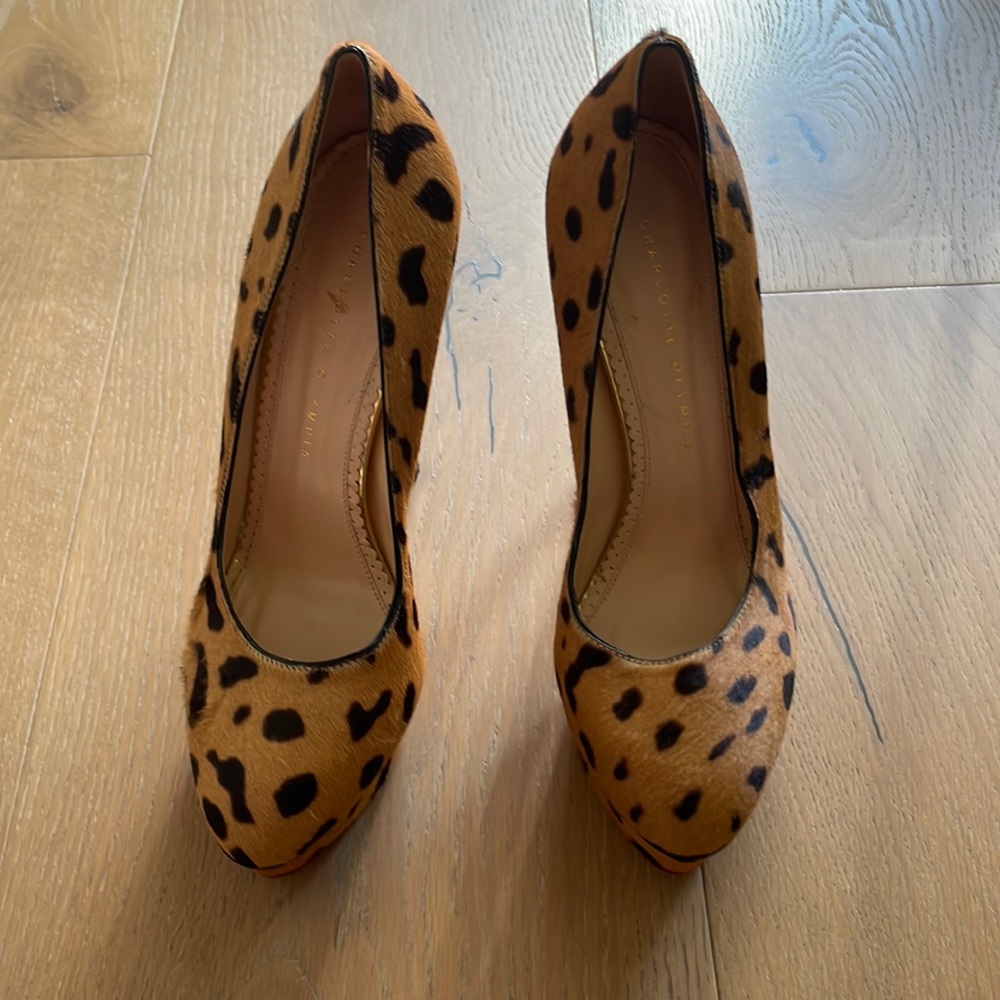 Good Condition: No box,no bag Charlotte Olympia leopard platform heels